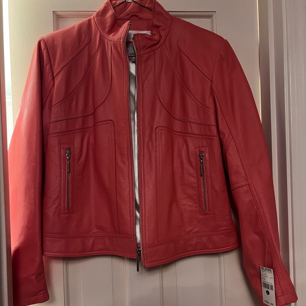 Large Wilson Leather jacket nwt pink